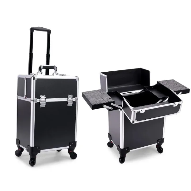 22 Inch Rolling Nail Wheeled Manicure Storage Polish Organizer Professional Rolling Makeup Trolley Cosmetic Suit