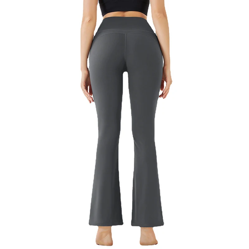 Classic Solid Color Bell Bottom Yoga Pants Female Slim Hip High Waist Elastic Training Wide Leggings Fitness Pants Women