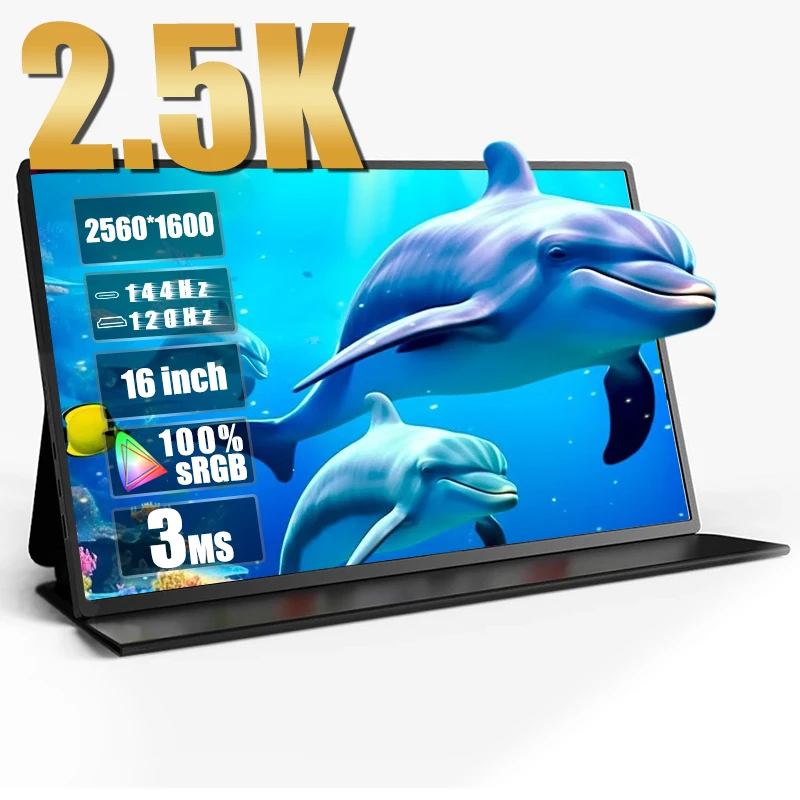 

16 Inch 2.5K 144Hz Portable Monitor 2560X1600P 16:10 100%DCI-P3 HDR Display Gaming Screen For Laptop Mac Phone Xbox PS4/5 Switch