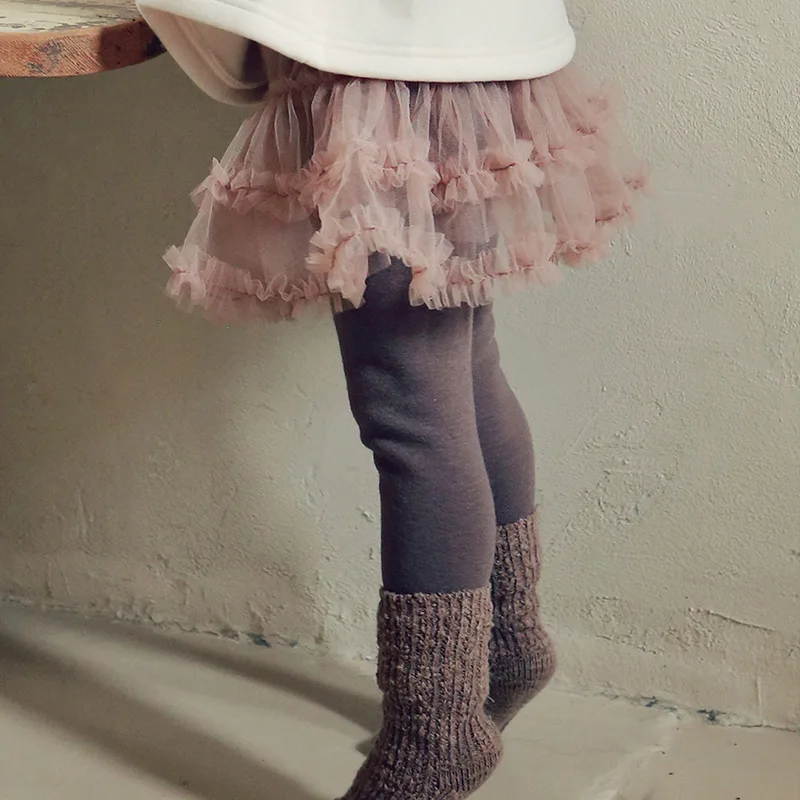 

Kids Pants Winter Korea Girls Girl Children Clothing Plush Mesh Yarn Underlay Skirt Sweet Simple cotton soild 2023