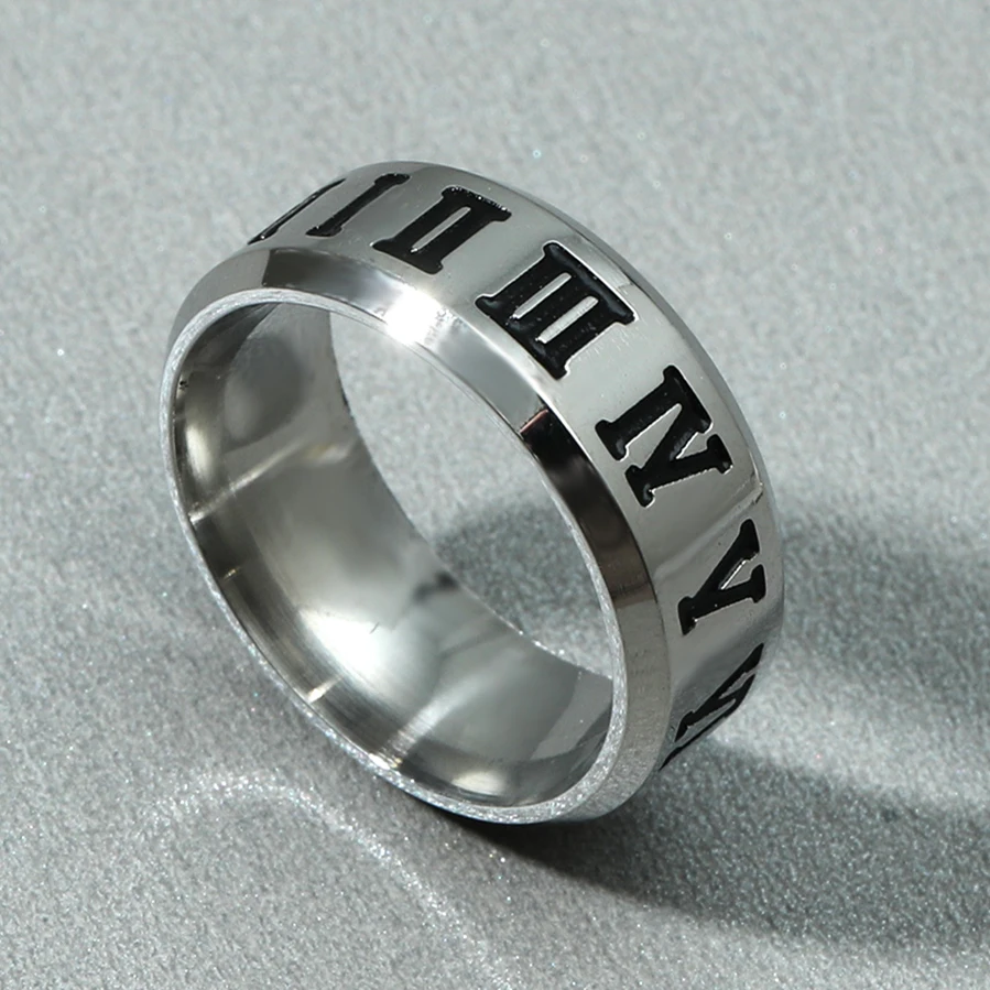 MOREDEAR 8MM Titanium Rings for Men and Women Birthday Gift triangular pattern discredit Ring 