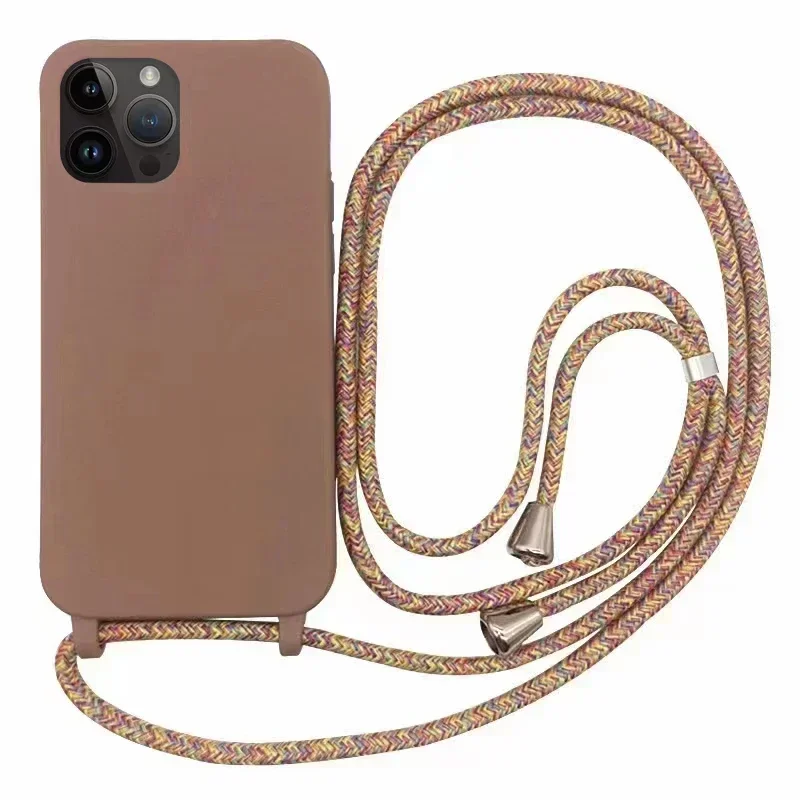 Crossbody Necklace Lanyard Cord Silicone Phone Case with Soft TPU Back Cover