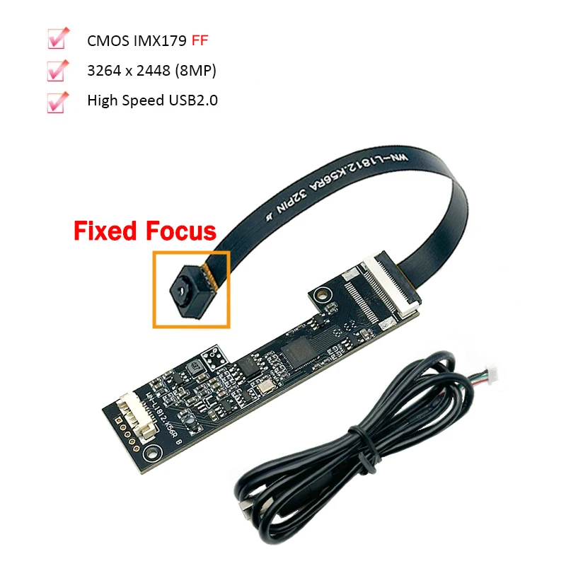 4K 3264 × 2448 CMOS HD da 8 MP IMX179 AF 75 ° Modulo telecamera USB 2.0 ad alta velocità 15FPS per la visione del prodotto - immagine 3
