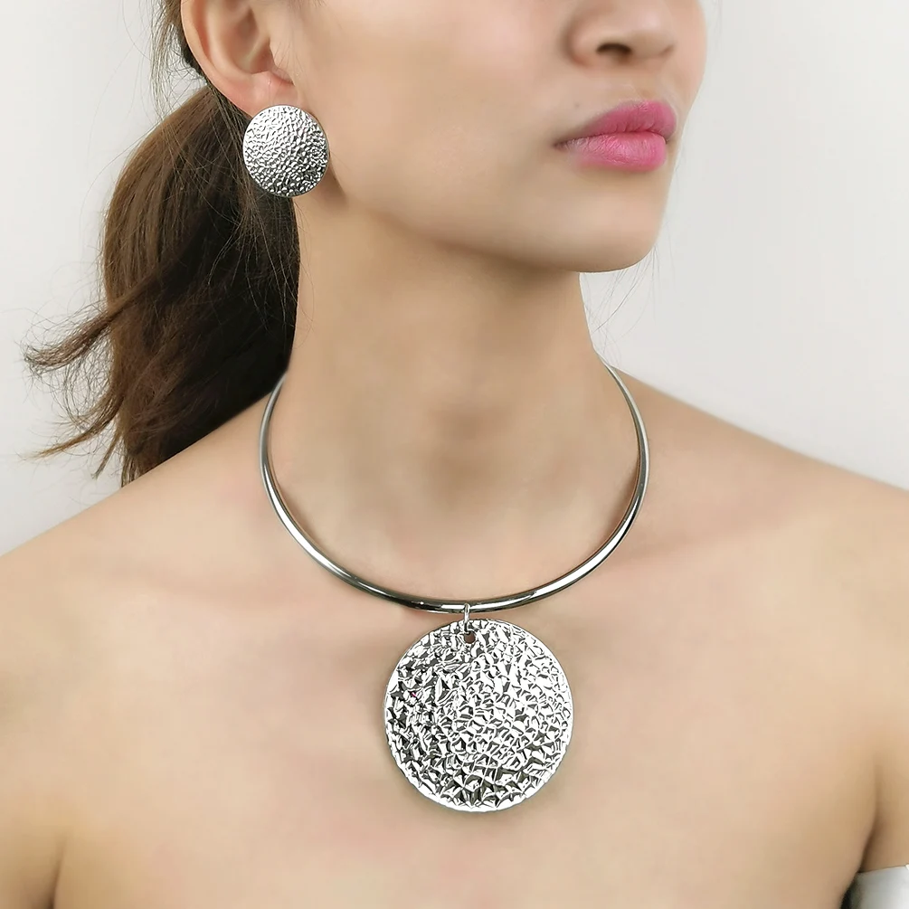 MANILAI Big Alloy Pendants Necklaces Jewelry Set Women Punk