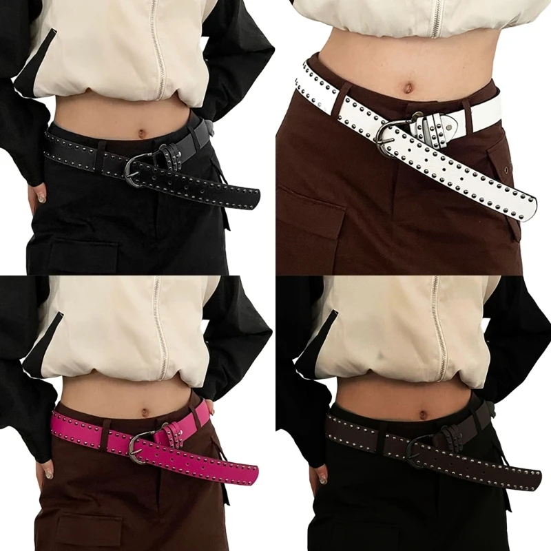 Rojeam Cintura in Pelle Donna Regolabile Cinturino Metallo