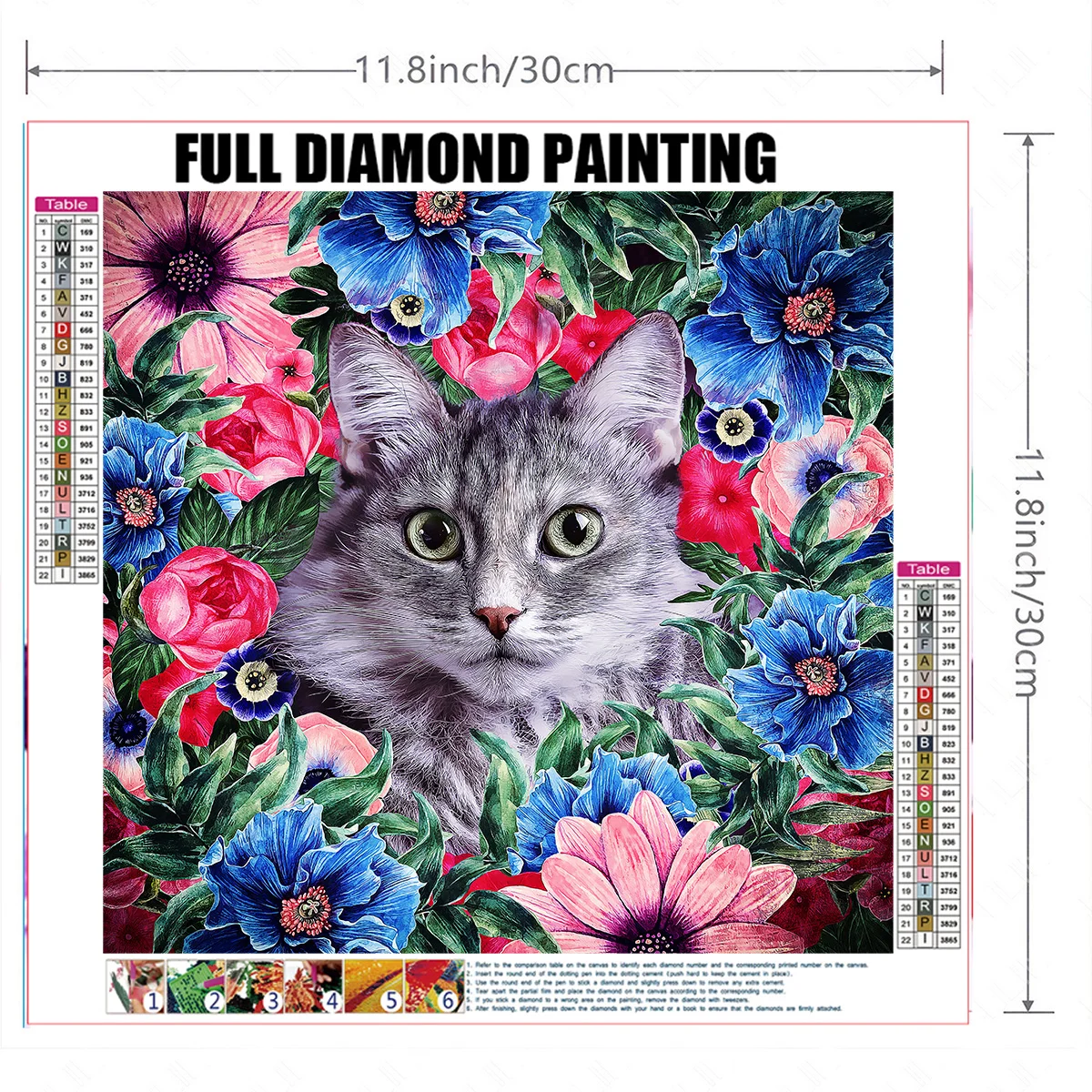 4PCS Diamond Painting - Full Round - Cat(30*30cm)