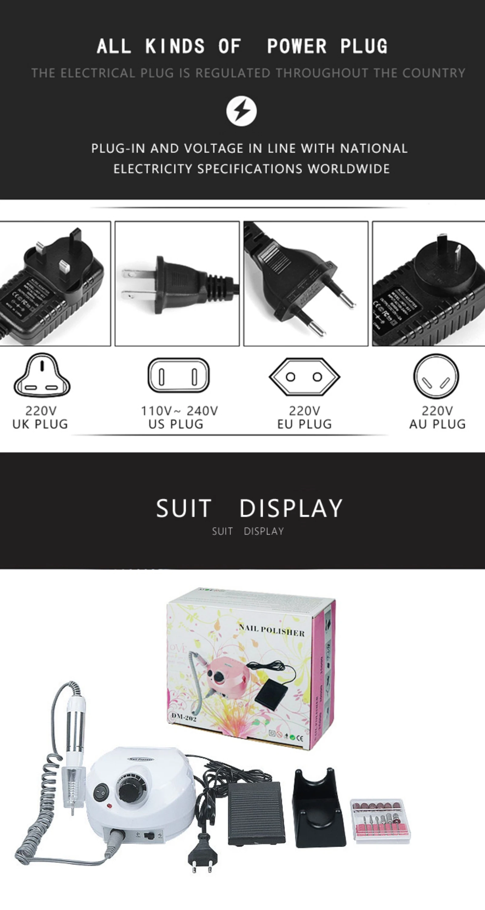 35000RPM DM-202 Professional Rainbow Electric Nail Polisher Bit Drill Machine For Manicure 6