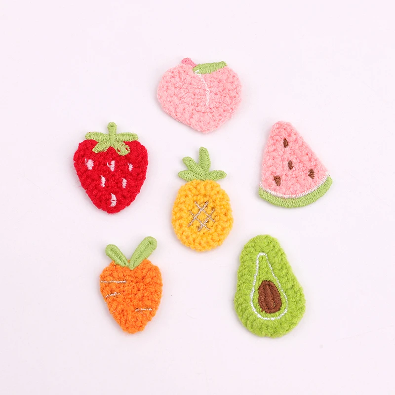 10 Pieces/1 Pack Small Fruit Series Shoes, Hair Accessories, Clothing Accessories, Cute Fruit Decoration Embroidery Patch