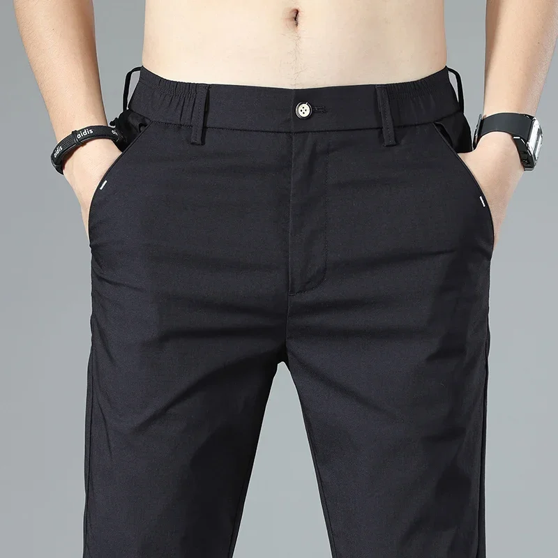 2026 Summer New Stretch Soft Suit Pants Men Thin Fashion Business ...