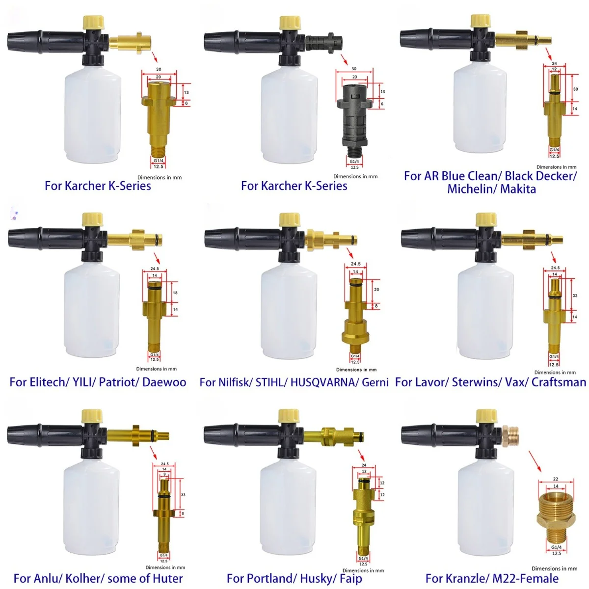 Pressure Washer Snow Foam Lance Foam Nozzle Foam Cannon Soap Gun for