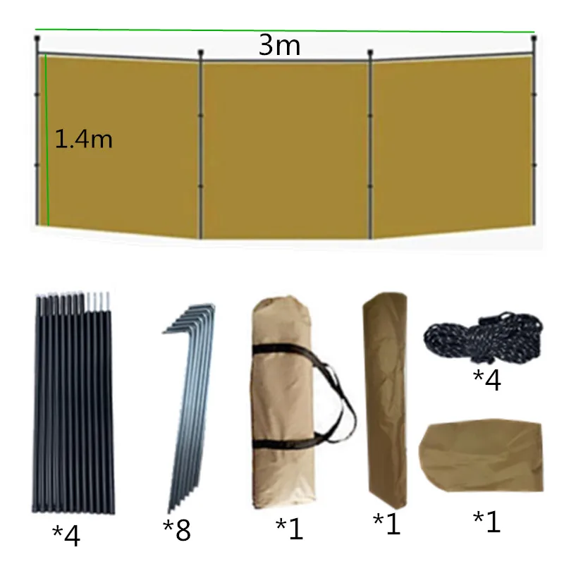 Camping Windscreen Folding Windproof Shield Outdoor Portable Foldable Sunshade Wall Large Camp Tent Beach Garde Hike BBQ Picnic