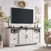 Farmhouse TV Stand for 75+ Inch TV, 32" Tall Entertainment Center w/4 Drawers & Sliding Barn Door, Rustic Media Conso 1