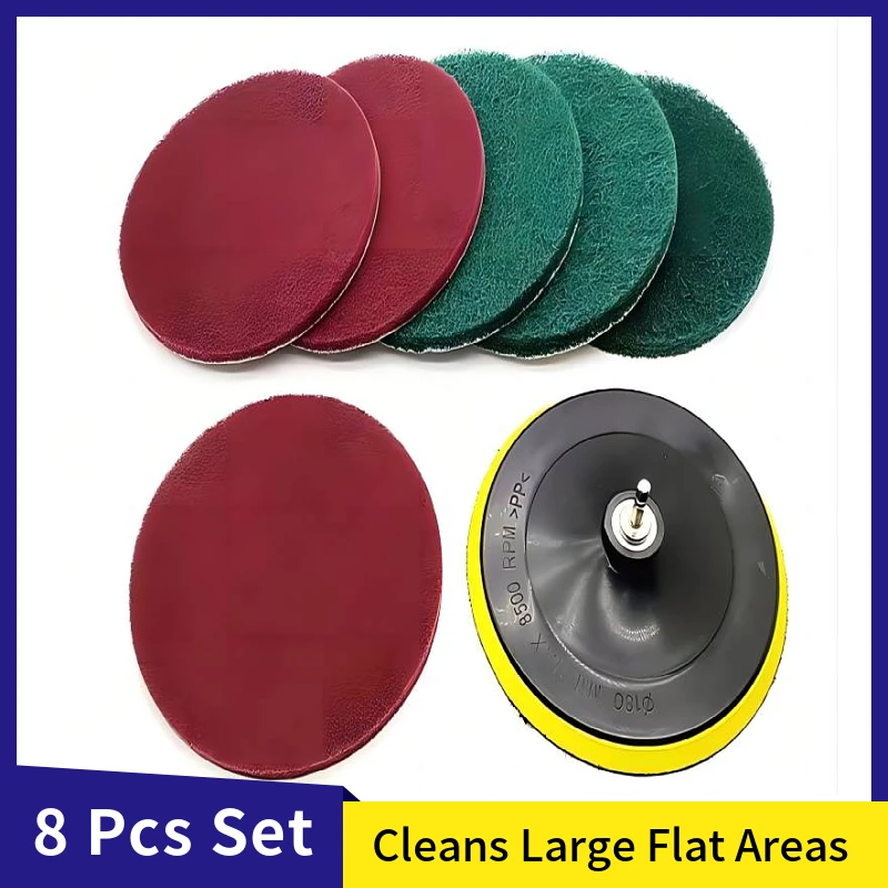 

7 Inch Drill Powered Brush Tile Scrubber Scouring Pads Cleaning Kit, Disc Pad Holder Scrubbing Pads for Bathroom, Floor Clean