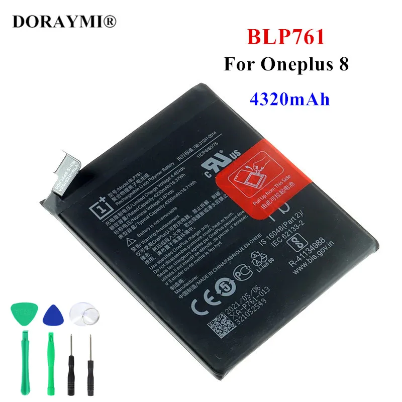

Оригинальный запасной аккумулятор BLP761 для Oneplus 8 1 + One Plus 8, батареи 4320 мАч