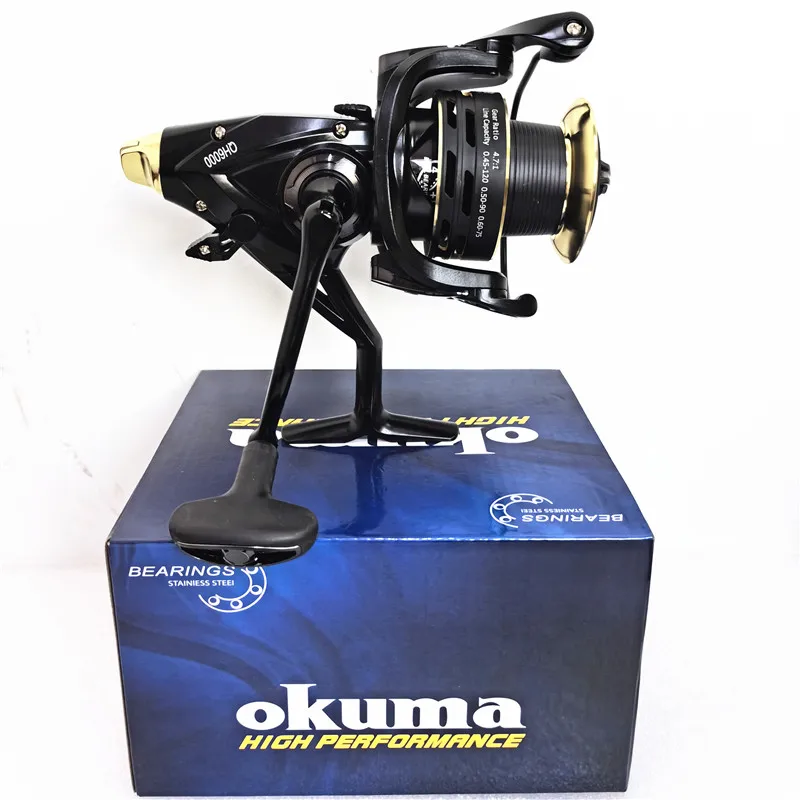 OKUMA 듀얼 언로딩 낚시 드럼, 전면 및 후면 브레이크 포함, 낚시 휠, 모든 수역 3000-6000, 최대 16kg 드래곤