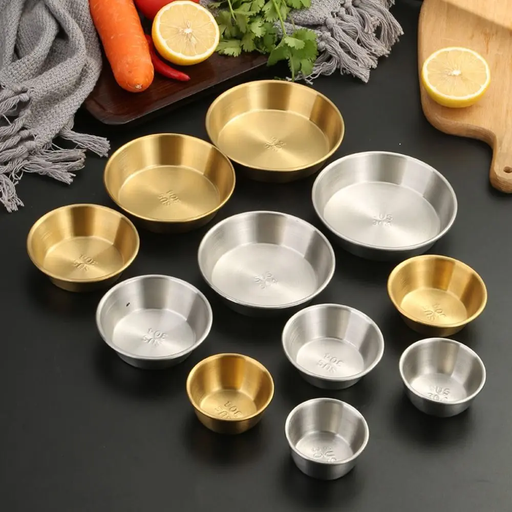 1Pcs Sushi Dipping Sauce Dishes Mini Appetizer Plates 304 Stainless Steel Seasoning Tray 7/8/10/11cm Bowl Sauce Plate