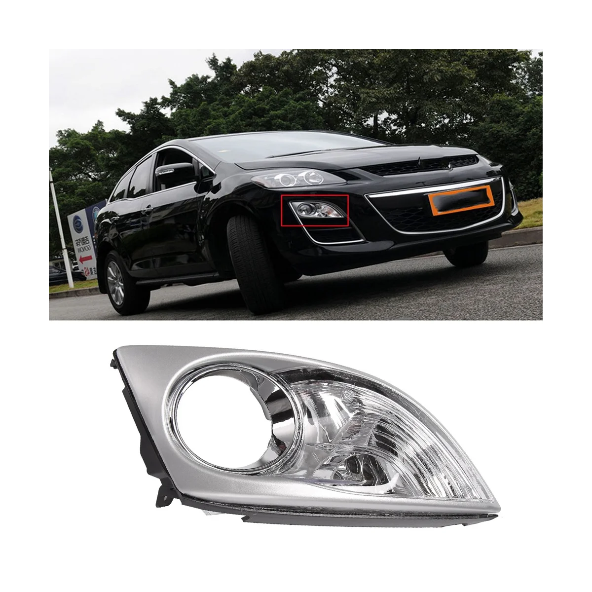 

Right Side Front Bumper Corner Light Cover Fog Light Cover Fog Lamp Hood for Mazda CX7 CX-7 2009-2011