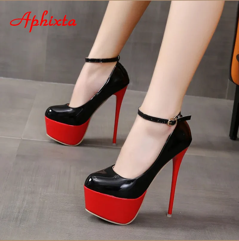 Aphixta 2025 Party Disco Dance Women Pumps 5.5cm Platform Girding Buckle 16cm Super High Thin Heels Fashion