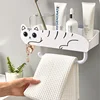 Kawaii Cat Bathroom Shelf Organizer, Punch-Free Storage Rack with Hooks, Shampoo Shower Storage Rack, Bathroom Storage Accessory 2