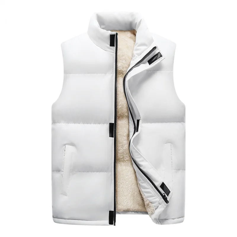 

Men's Fleece-Lined Thickened Vest down Cotton-Padded Vest plus Size Keep Warm Cold-Proof Sleeveless Waistcoat Vest Multi-Bag Cas