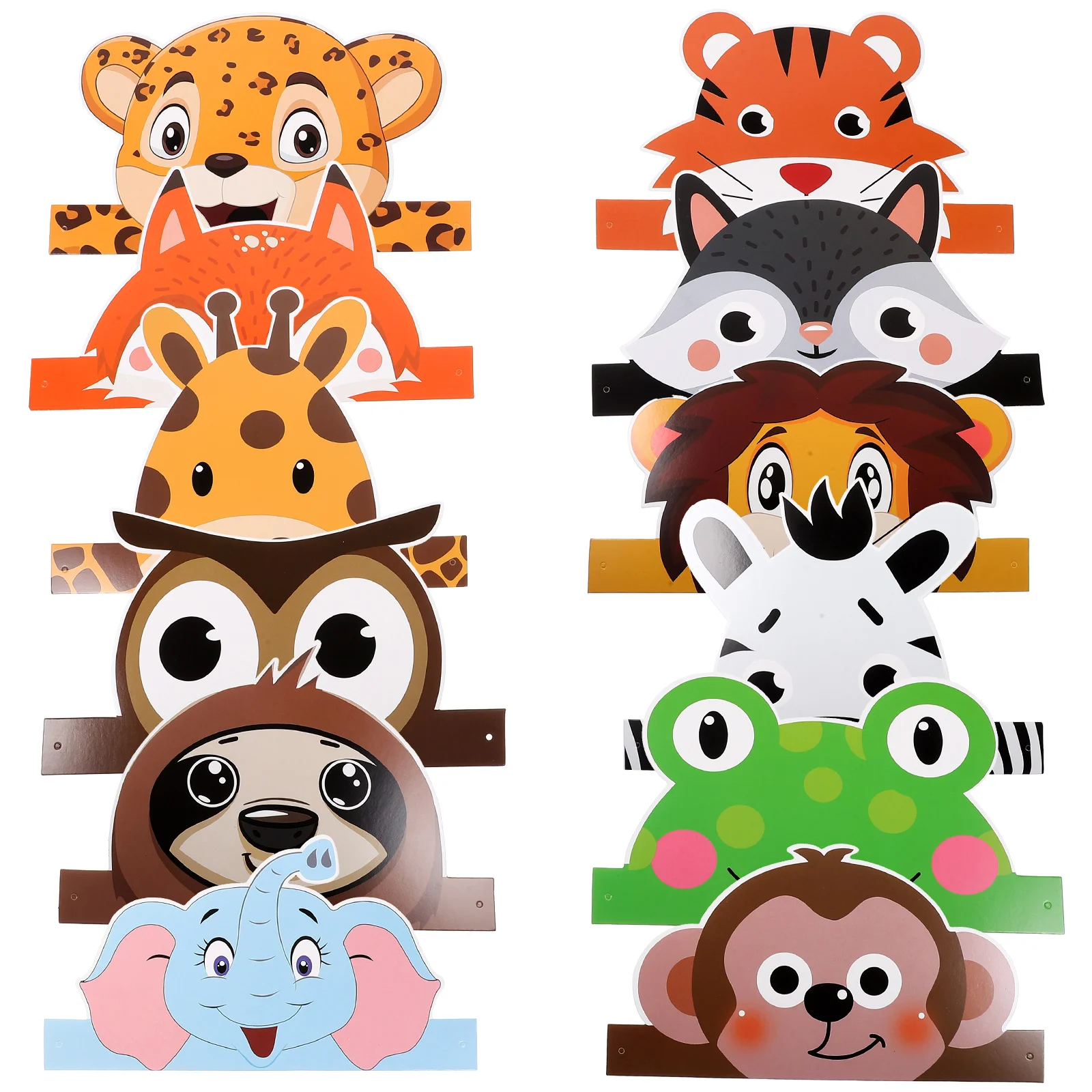 

12pcs Jungle Animal Paper Pink Party Hat Animals Birthday Kids Animals Animals Hat Paper Caps