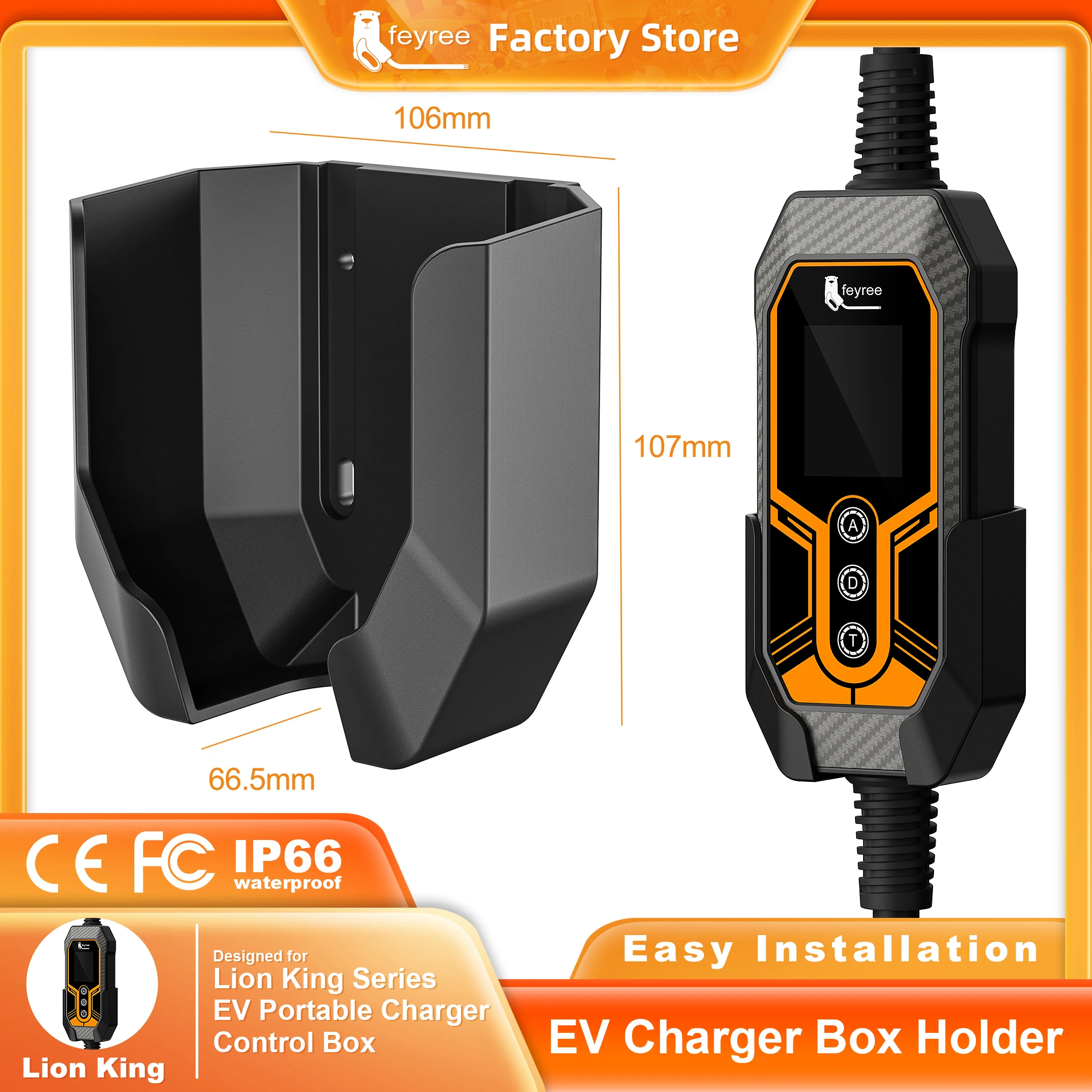 High-Strength Wall Mount Hook for Portable EV Chargers - Easy Installation