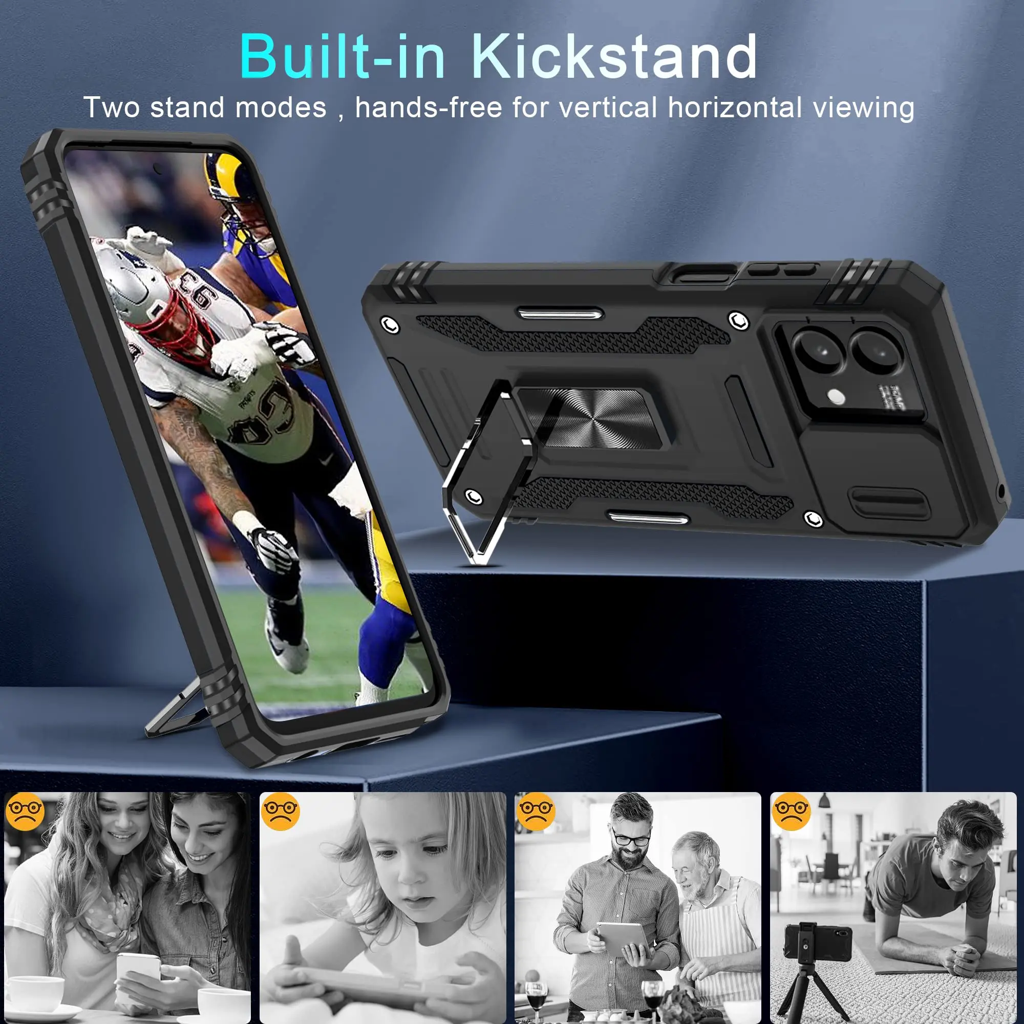 Slide Camera Case For Moto Stylus 5G 2023 EDGE 30 Neo E13 G42 G73 G53 G13 G32 G Power Shockproof Heavy Duty Kickstand_voghion.com