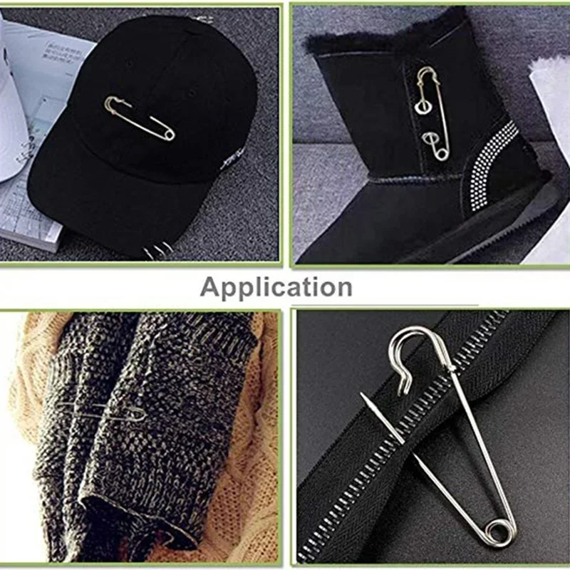 10Pcs 스테인레스 스틸 안전 핀 DIY 바느질 도구 액세서리 바늘 대형 안전 핀 작은 브로치 의류 액세서리
