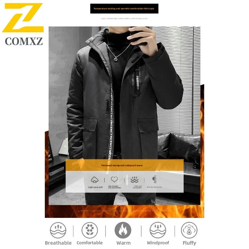 Men Outdoor Sports Jacket Winter Thickened Parka Windproof Water-Resistant Thermal Coat  Fleece Lined Cold Weather Streetwear