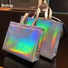 StoBag 20pcs Laser Non-woven Tote Bags Fabric Shopping Shoulder Woman Storage Reusable Large Pouches Custom Logo(Extra Fee) 1