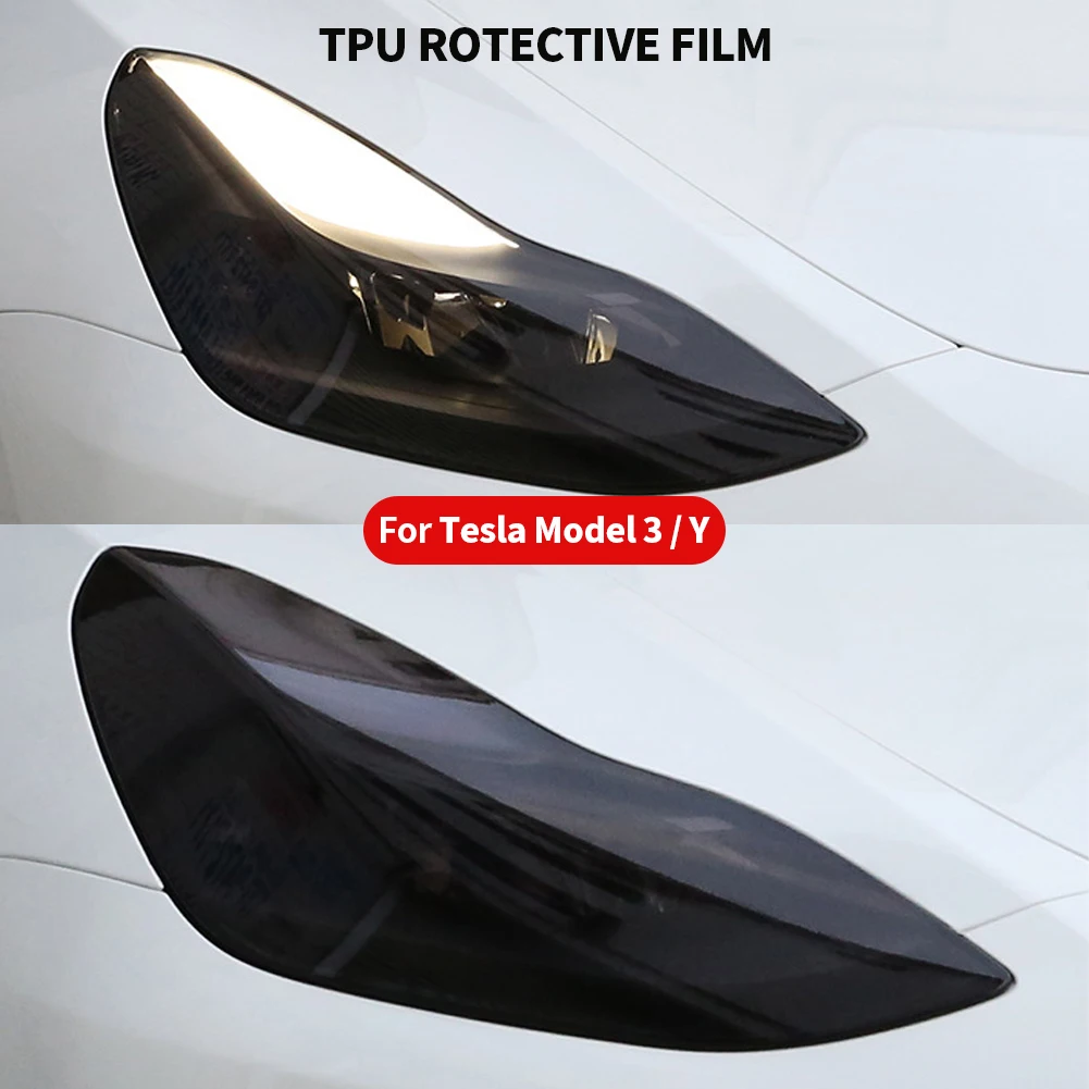 For Tesla Model 3 Y S X TPU Blackened Headlight Taillight Foglight Protective Film Headlight Tail Lamp Color Changing Films 5
