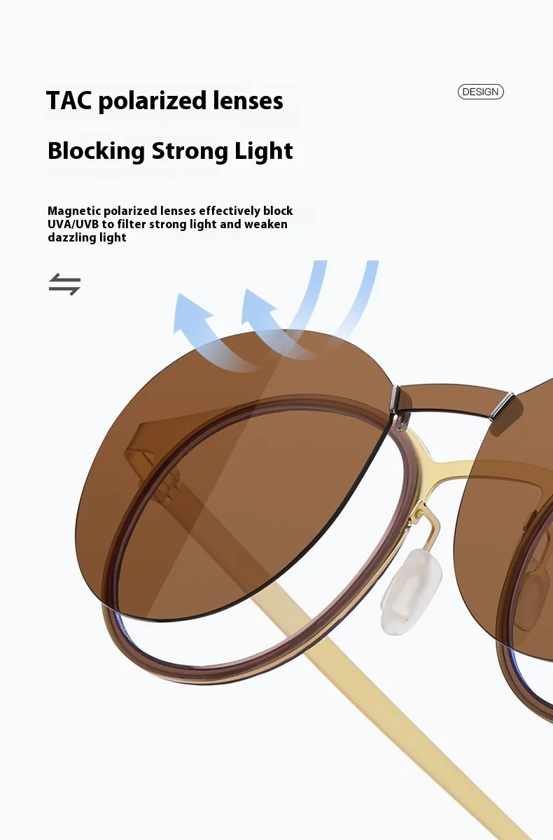 COHK Mode Runde Polarisierte Sonnenbrille Frauen Anti Blau Licht Magnetische Clip Gläser Rahmen Damen Optische Computer Brillen – Detail 3