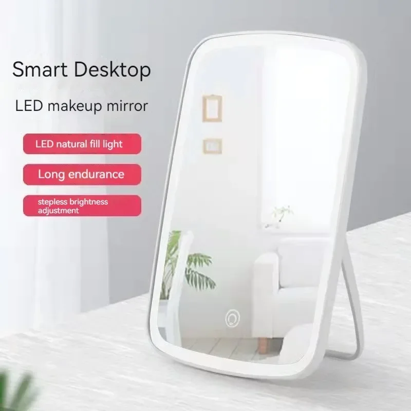 

Portable Makeup Mirror With Led Light Touch Screen 3color Light Vanity Light Folding Dressing Mirror Home Beauty Tools