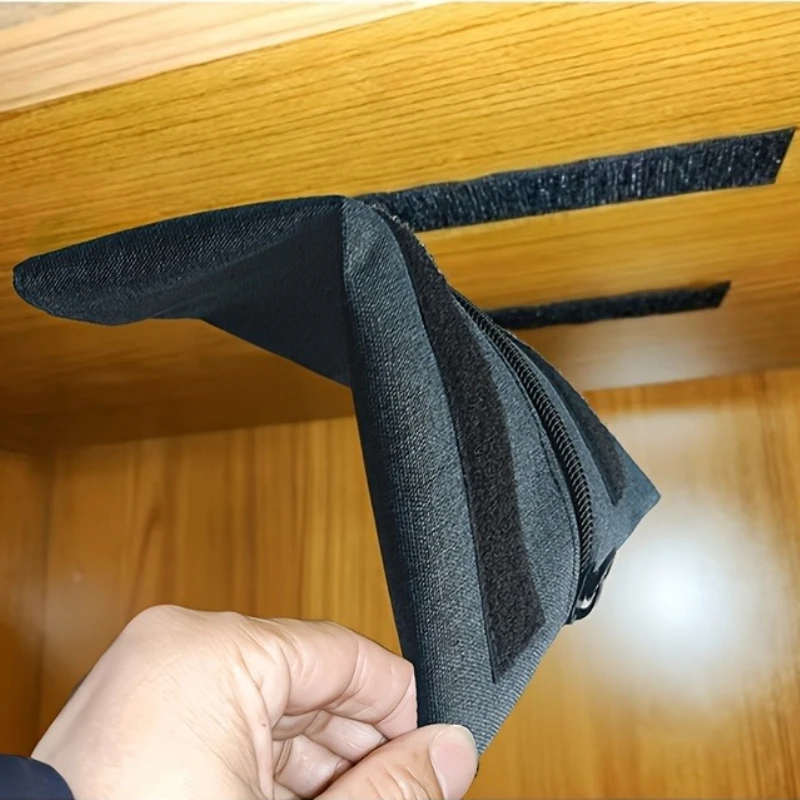 Portamonete nascosto da 1 pezzo, adatto per essere incollato sotto la scrivania e sotto il letto, per riporre oggetti di valore, banconote e altri oggetti.