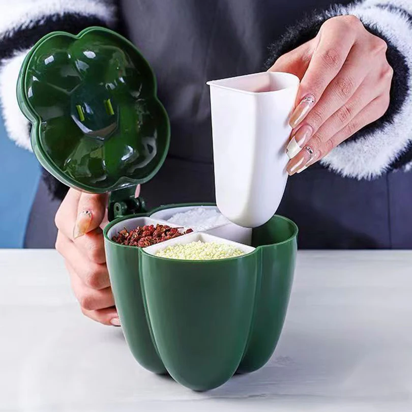 4 In 1 Plastic Creative Seasoning Jar Container With Spoon Chili Shape Barbecue Condiment Spice Rack Home Kitchen Acceesories