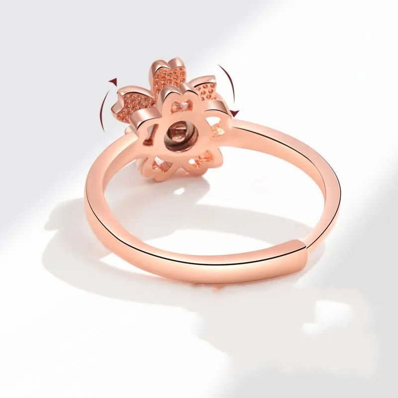 2025 New Fidget Spinner Ring Anxiety for Women Luxury Sakura Starfish Dragonfly Kitty Animal Rings Anti Stress Wedding Jewelry