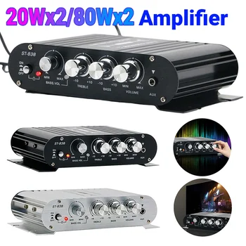 ST-838 HiFi Amplificatore di potenza a 2.1 canali Home Amplificare la regolazione dei bassi e degli alti Amplificatore audio per subwoofer 20Wx2/80Wx2 1