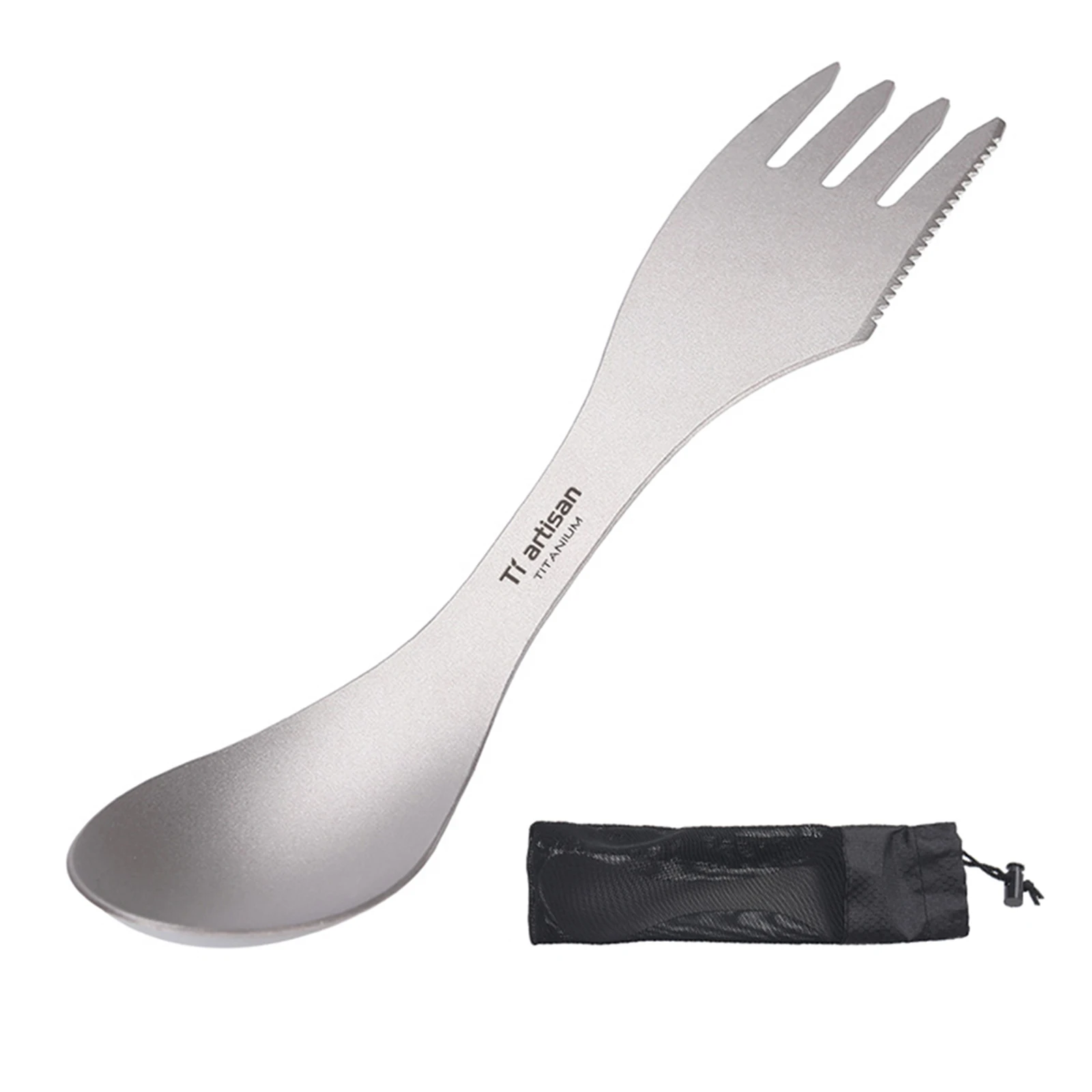 Camping Spork Cutter Edge Fork Lightweight Mesh Bag Outdoor Picnic Portable Practical Spoon Functional Versatile