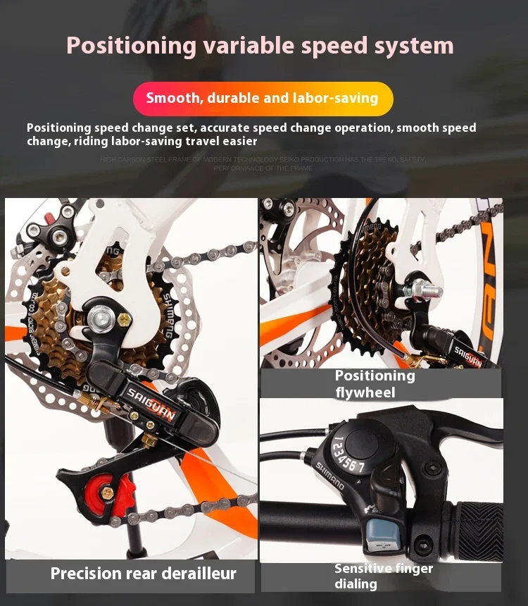 Description Picture 6 of itemNew20Inch Variable Speed Double Disc Brake Folding Bicycle Adult Outdoor Riding Alloy Integrated Wheel Mountain Bike