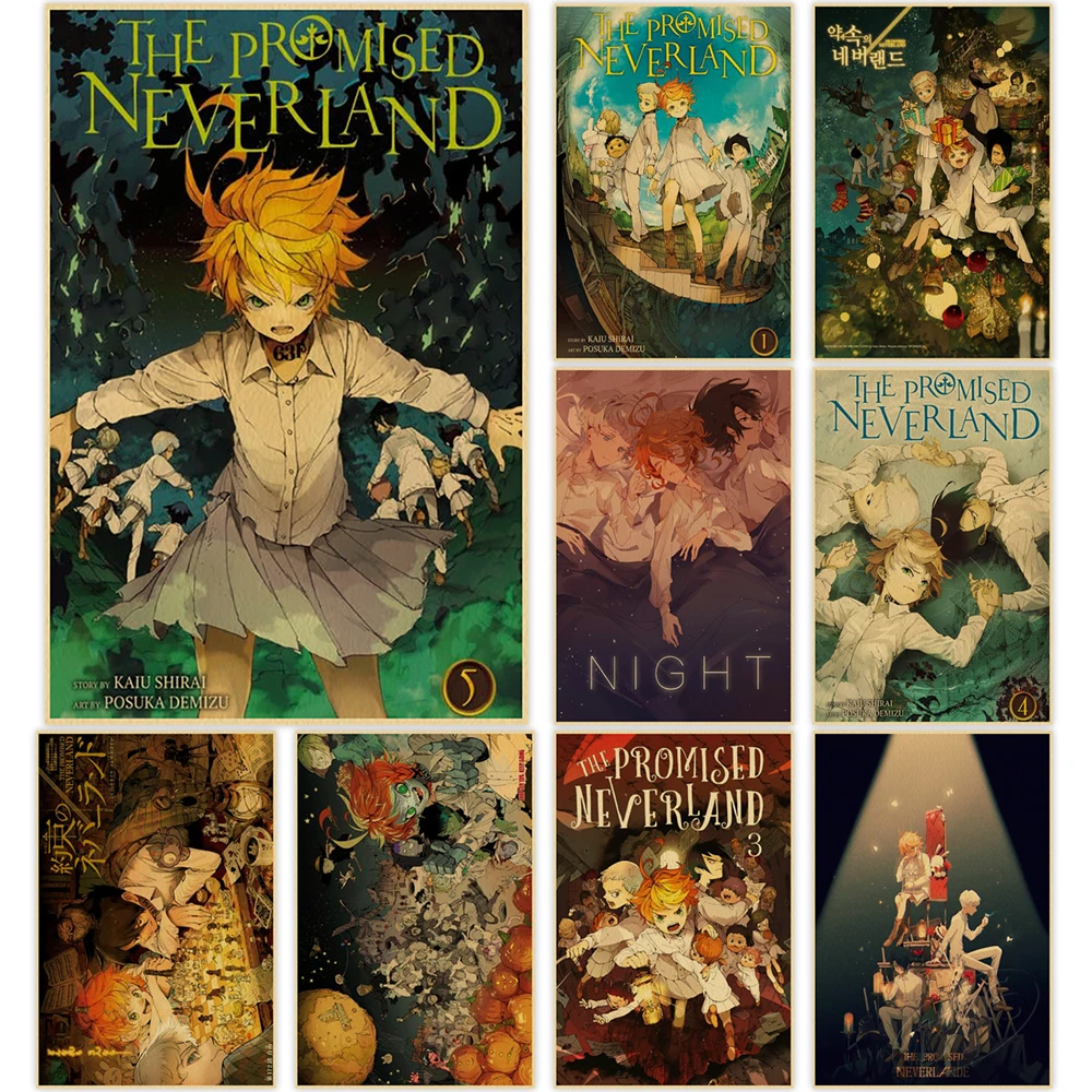 

Painting The Promised Neverland Posters and Print Anime Wall Art Pictures Cuadros for Living Room Vintage Kraft Paper Home Decor