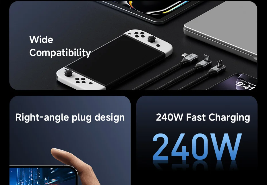 Hagibis USB4 USB-C Cable 80Gbps 240W Right Angle 8K