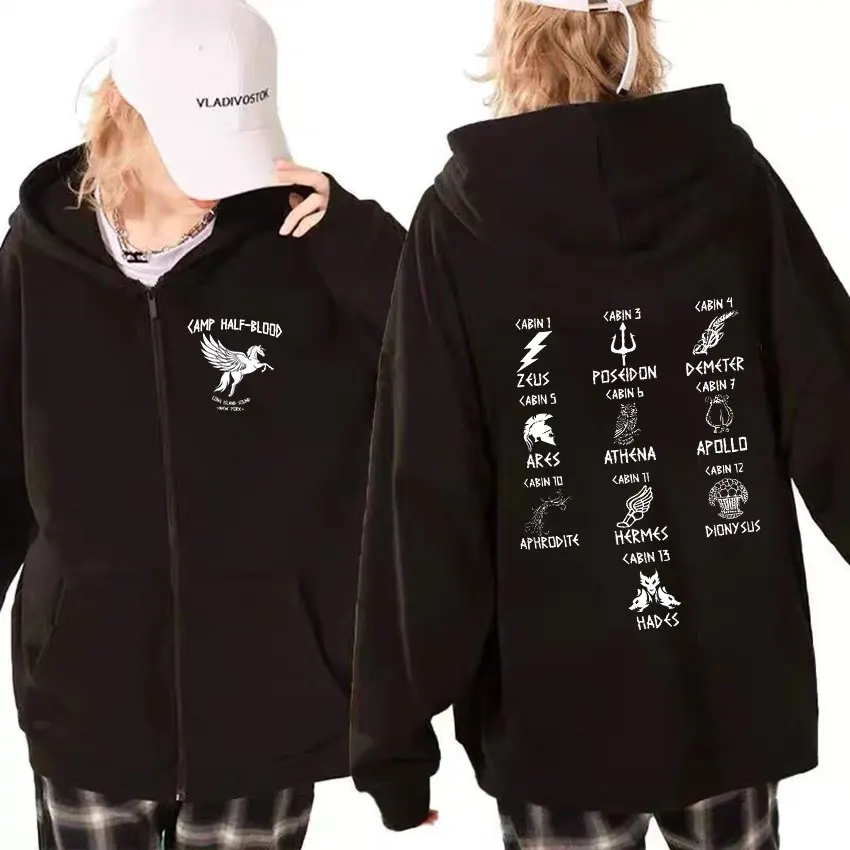 

Percy Jackson Camp Half Blood Zipper Hoodie Men's Women High Quality Fashion Jacket Zip Up Sweatshirt Pullover Oversized Hoodies