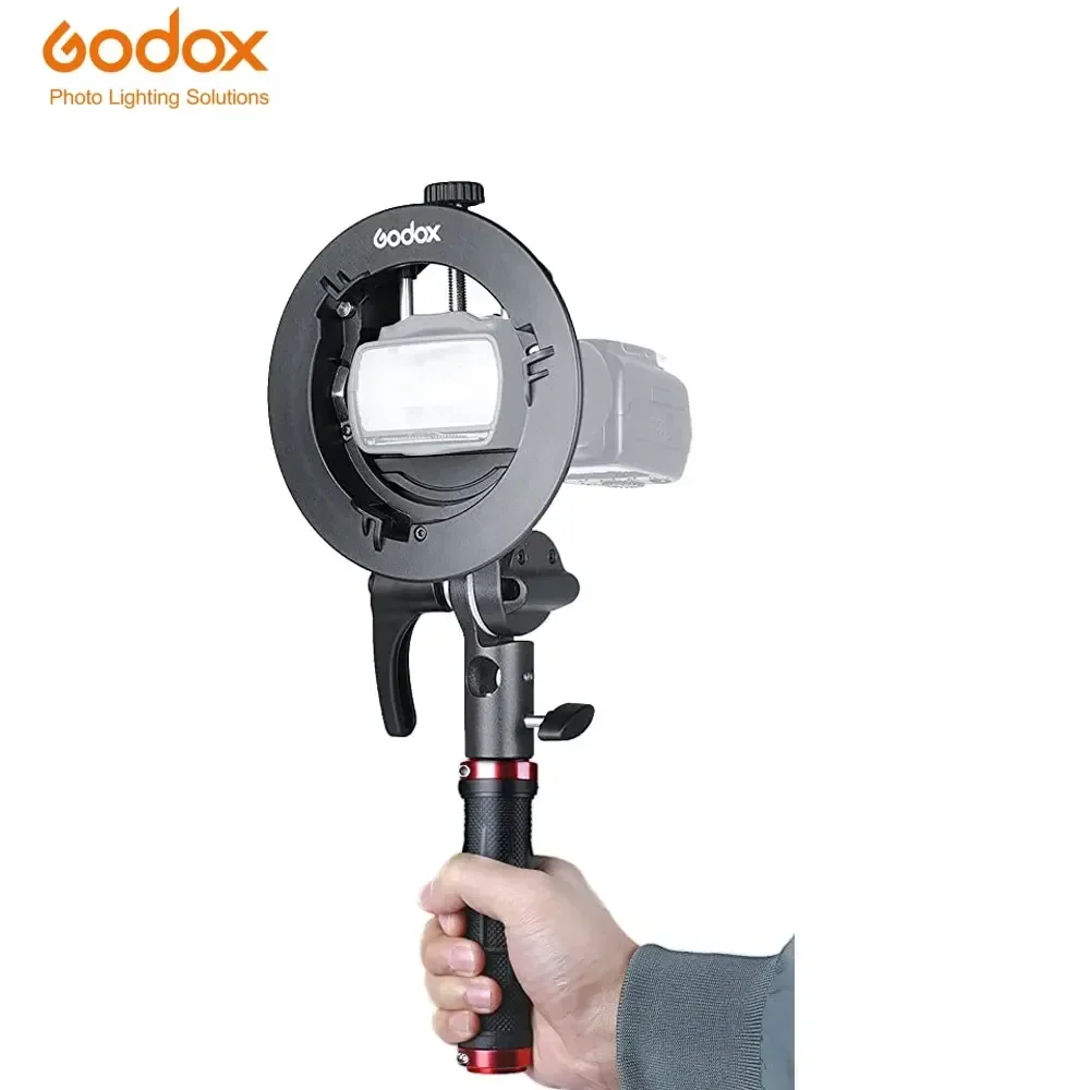 Godox S2 Flash Holder Bracket S-type Bowens Mount Lamp Holder Handheld for Godox Flash Light Snoot Softbox Beauty Dish Honeycomb