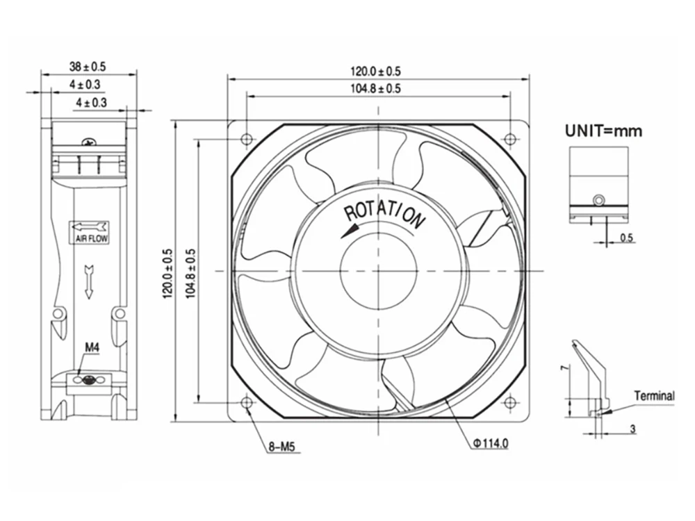 KAKU KA1238HA1 KA1238HA2 AC 110V 220V 120x120x38mm 마그네슘 합금 냉각 팬 IP55 방수 축류 팬 (캐비닛용)