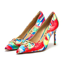 Elegant Women's Pointed High Heels with Metal Buckle - 9cm - 40 (Assorted)