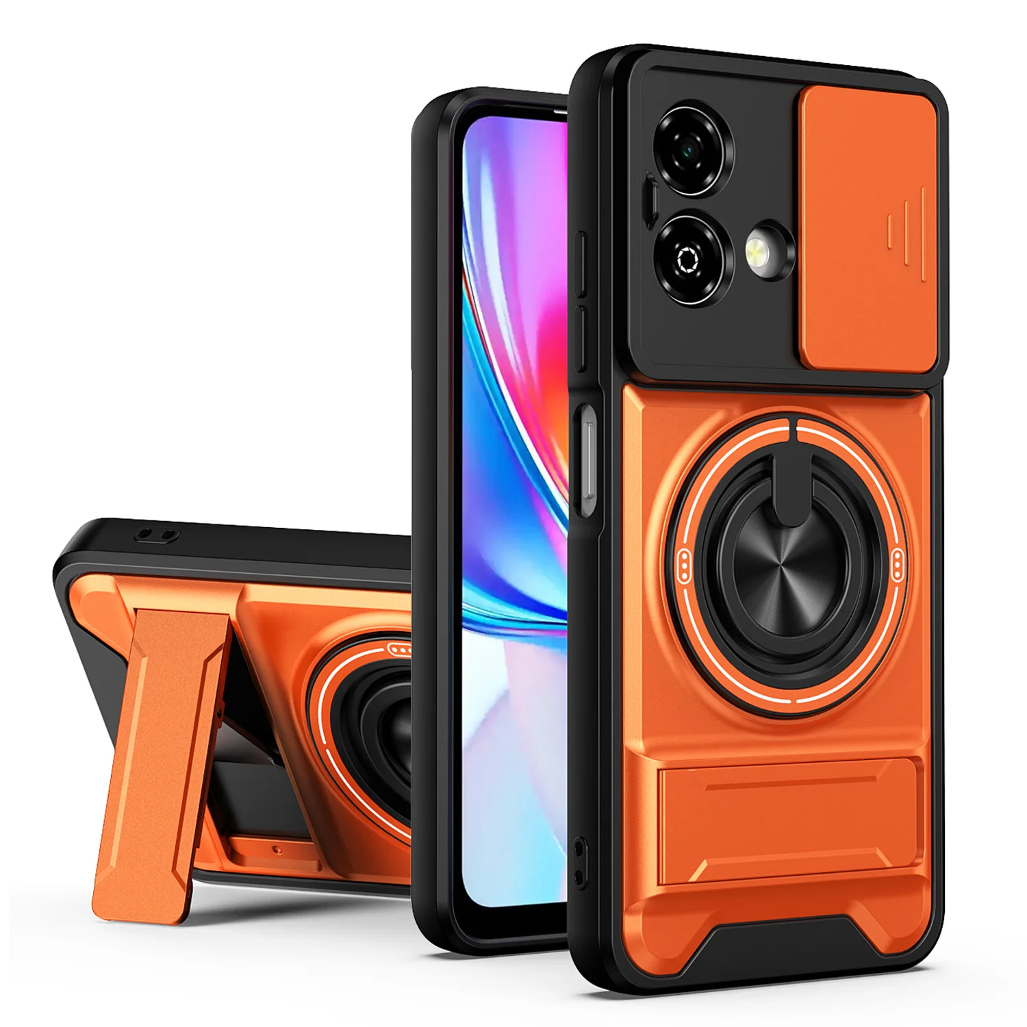Rotatable Slide Camera Protection Ring Stand Shockproof Cover Case