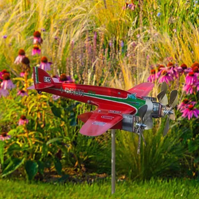 1Pc Airpler Larpler Wind Forner Hűvös Szél Irányjelző És Fém Repülőgépek Weathervane Az Udvarra A Kerti Művészeti Dekorációra - Image 4
