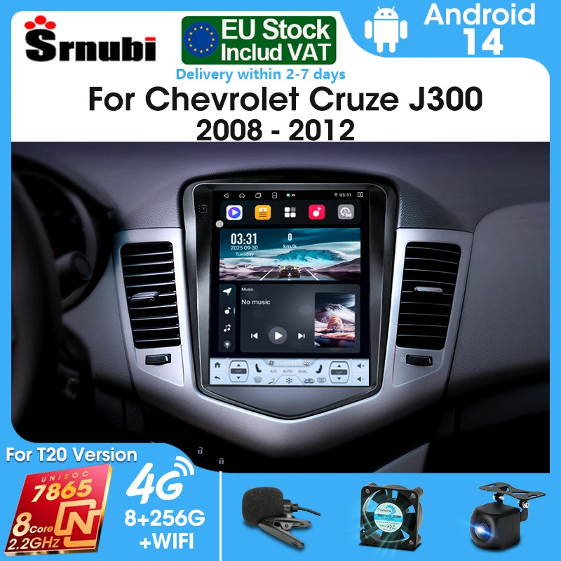 Radio de coche Srnubi 2Din Android 14 para Chevrolet Cruze 2008-2014, reproductor Multimedia de vídeo, Carplay, Android, estéreo con pantalla dividida 1