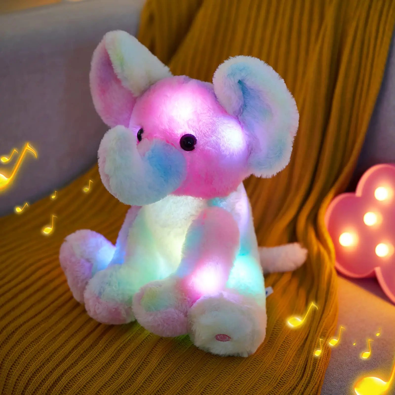 Plush Toy Elephant Doll Musical Glowing 28cm Throw Pillows Stuffed Toys for Girls Kids,plush toy