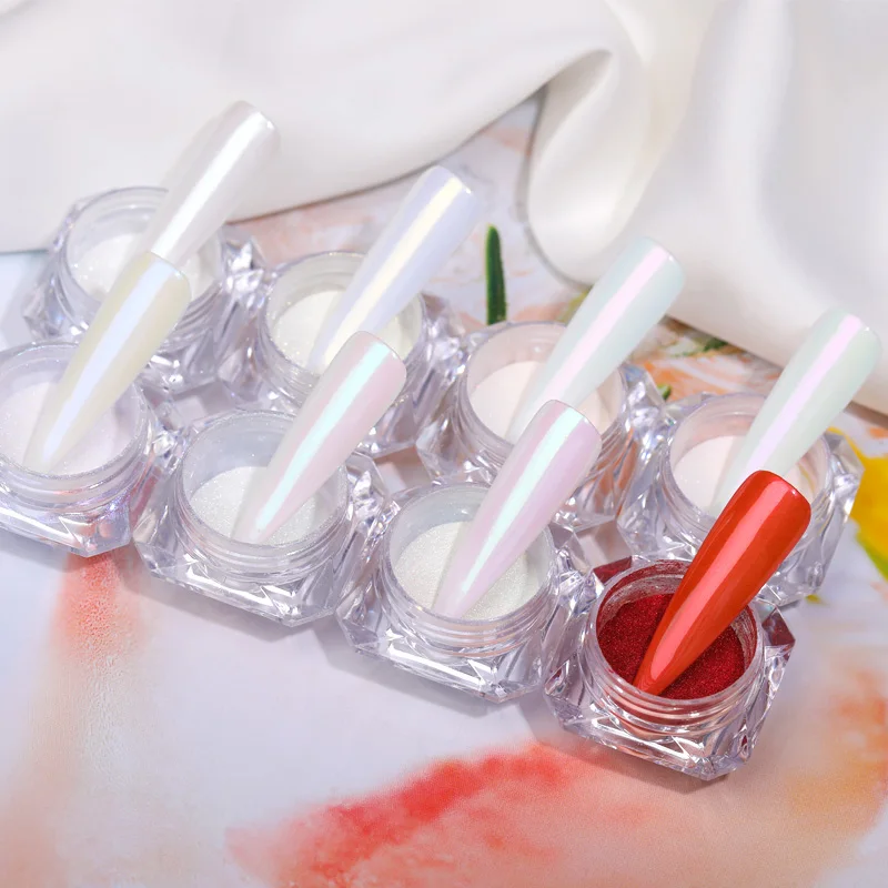 Nail Powder Nail Pigment Nail Glitter Nail Decoration Nail Decorations Pearl Glitter Nail Powder Aurora Mirror Rub Chrome Pigment Neon Powder Manicure Gel Polish Dust Nail Art Decoration